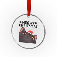 Funny Black Cat Christmas Crystal Glass Ornament Cute Kitty Xmas TS14