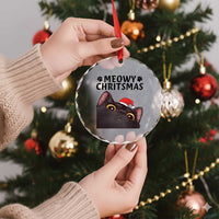 Funny Black Cat Christmas Crystal Glass Ornament Cute Kitty Xmas TS14