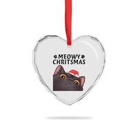 Funny Black Cat Christmas Heart Crystal Glass Ornament Cute Kitty Xmas - Wonder Print Shop