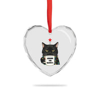 Funny Black Cat Christmas Heart Crystal Glass Ornament Judging You Silently - Wonder Print Shop