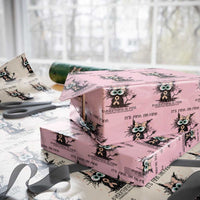 Funny Black Cat Endometrial Cancer Awareness Wrapping Paper Roll Its Fine Im Fine Everything Is Fine