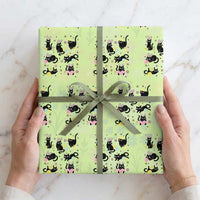 Funny Black Cat With Bunny Eggs Easter Day Wrapping Paper Roll