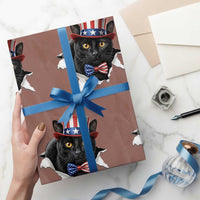 Funny Black Cat With Uncle Sam Hat Wrapping Paper Roll Patriotic Pet Lover