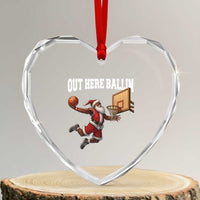 Funny Black Santa Christmas Basketball Heart Crystal Glass Ornament Out Here Ballin Xmas Santa Sport - Wonder Print Shop