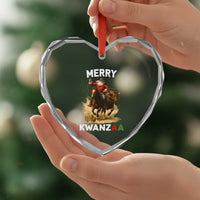 Funny Black Santa Cowboy Heart Crystal Glass Ornament Merry Kwanzaa Cultural Pride Gift - Wonder Print Shop