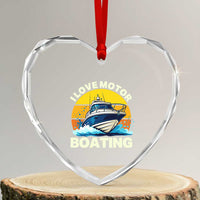 Funny Boater Heart Crystal Glass Ornament I Love Motorboating - Wonder Print Shop