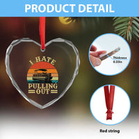 Funny Boating Boat Captain Heart Crystal Glass Ornament I Hate Pulling Out Vintage Retro - Wonder Print Shop