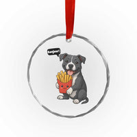Funny Bonjour French Fries Crystal Glass Ornament Pitbull Dog Gift TS12