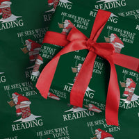 Funny Bookish Christmas Wrapping Paper Roll He Sees What You Have Been Reading - Wonder Print Shop