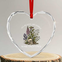 Funny Botanical Skull Dark Humor Heart Crystal Glass Ornament All Plants Are Edible Some Only Once
