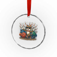 Funny Bowler Gift Crystal Glass Ornament Bowling Cat With Sunglasses TS12