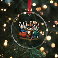 Funny Bowler Gift Crystal Glass Ornament Bowling Cat With Sunglasses TS12