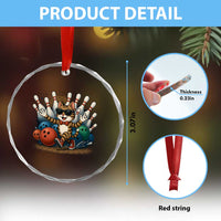 Funny Bowler Gift Crystal Glass Ornament Bowling Cat With Sunglasses TS12