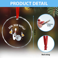 Funny Bowling Beer Lover Gift Crystal Glass Ornament Bowl Beer Repeat TS12