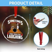 Funny Bowling Crystal Glass Ornament Hear The Ten Pin Laughing Bowler - Wonder Print Shop