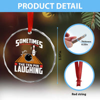 Funny Bowling Crystal Glass Ornament Hear The Ten Pin Laughing Bowler TS02
