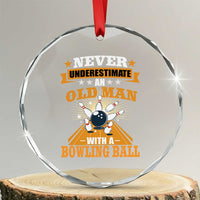 Funny Bowling Crystal Glass Ornament Never Underestimate Old Man Bowling Ball Mens Bowler TS02