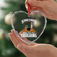 Funny Bowling Heart Crystal Glass Ornament Hear The Ten Pin Laughing Bowler - Wonder Print Shop