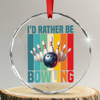Funny Bowling Quote Crystal Glass Ornament Id Rather Be Bowling Gift TS12