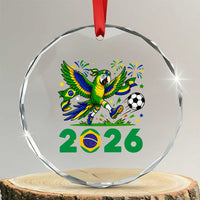 Funny Brazil Soccer Macaw Crystal Glass Ornament 2026 Football Fan Graphic