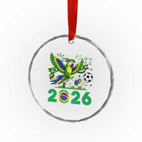 Funny Brazil Soccer Macaw Crystal Glass Ornament 2026 Football Fan Graphic