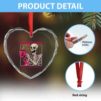 Funny Breast Cancer Skeleton Drinking Coffee Heart Crystal Glass Ornament Surviving Purely Out Of Spite Pink Ribbon Warrior