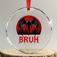 Funny Bruh Mothman Crystal Glass Ornament Cryptozoology Cryptid Humor Weirdcore Horror Moon