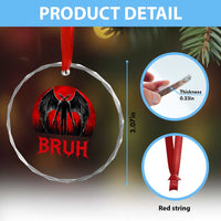 Funny Bruh Mothman Crystal Glass Ornament Cryptozoology Cryptid Humor Weirdcore Horror Moon