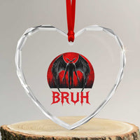 Funny Bruh Mothman Heart Crystal Glass Ornament Cryptozoology Cryptid Humor Weirdcore Horror Moon