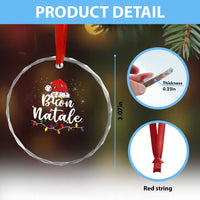 Funny Buon Natale Crystal Glass Ornament Italian Christmas Italy Pride Santa Hat TS11