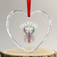Funny Cajun Crawfish Boil Mardi Gras Heart Crystal Glass Ornament Crawfish Krewe