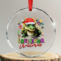 Funny Cajun Louisiana Christmas Santa's Alligator Crystal Glass Ornament TS11