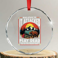 Funny Camping Hiking Sarcastic Crystal Glass Ornament Bear Attack Tip - Wonder Print Shop