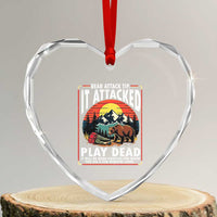Funny Camping Hiking Sarcastic Heart Crystal Glass Ornament Bear Attack Tip - Wonder Print Shop