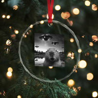 Funny Capybara Crystal Glass Ornament Selfie With UFOs Capy Meme Graphic TS02