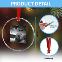 Funny Capybara Crystal Glass Ornament Selfie With UFOs Capy Meme Graphic TS02