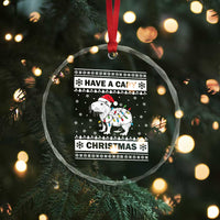 Funny Capybara Xmas Crystal Glass Ornament Have A Capy Christmas Light TS09