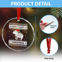 Funny Capybara Xmas Crystal Glass Ornament Have A Capy Christmas Light TS09