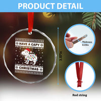 Funny Capybara Xmas Crystal Glass Ornament Have A Capy Christmas Light TS09