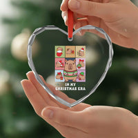 Funny Capybara Xmas Heart Crystal Glass Ornament In My Christmas Era - Wonder Print Shop