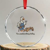 Funny Carpenter Duck Crystal Glass Ornament No Woodworking Today