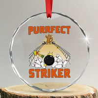 Funny Cat Bowling Gift Crystal Glass Ornament Purrfect Striker TS12