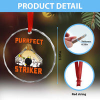 Funny Cat Bowling Gift Crystal Glass Ornament Purrfect Striker TS12