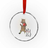Funny Cat Bowling Meme Crystal Glass Ornament Gift For Bowlers TS12
