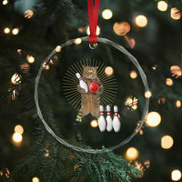 Funny Cat Bowling Meme Crystal Glass Ornament Gift For Bowlers TS12