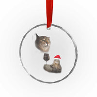 Funny Cat Christmas Crystal Glass Ornament Cats Drinking Wine Oddly Specific Meme TS14
