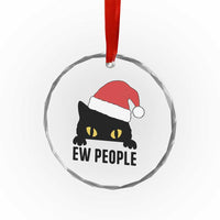 Funny Cat Christmas Crystal Glass Ornament Ew People Anti Social Grumpy Cat Xmas TS14