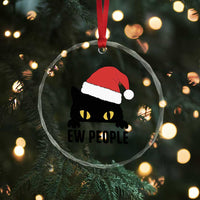 Funny Cat Christmas Crystal Glass Ornament Ew People Anti Social Grumpy Cat Xmas TS14