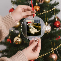 Funny Cat Christmas Crystal Glass Ornament Night Time Security Guard TS14