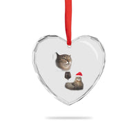 Funny Cat Christmas Heart Crystal Glass Ornament Cats Drinking Wine Oddly Specific Meme - Wonder Print Shop